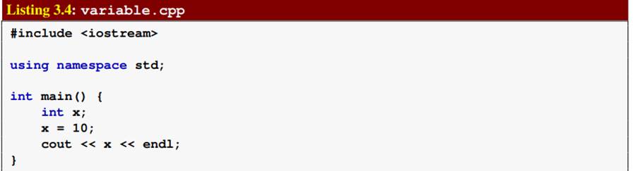 The programs in Listing 3.4 (variable.cpp), Listing 4.5 (reformattedvariable.cpp), and Listing 4.6...-1