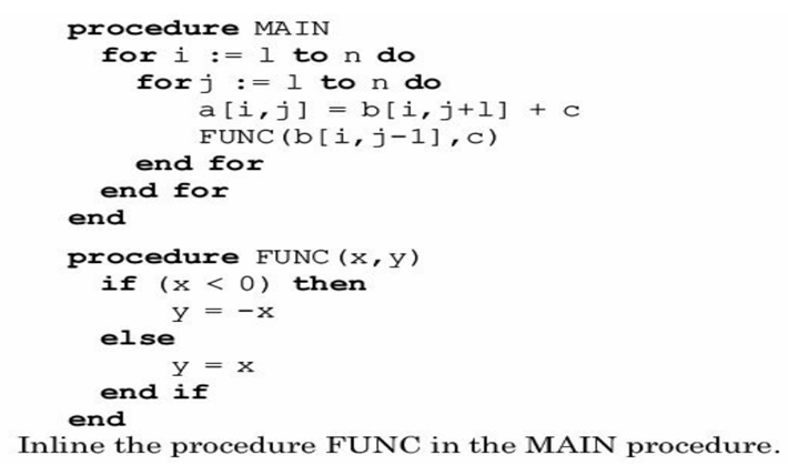 Consider the following piece of code in which a procedure MAIN invokes another procedure FUNC.