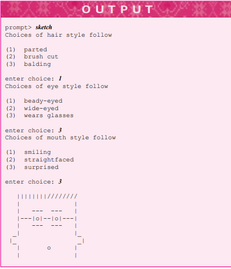 Write a program using ideas from the head-drawing program parts.cpp, Program 2.4, that could be used...-1