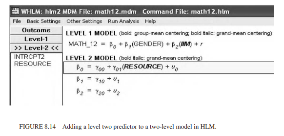 To accomplish this in HLM, the user must first click on the relevant level two equation (the first...