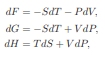 From the differentials of the thermodynamic potentials: