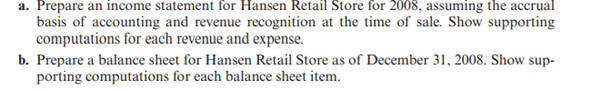 opens a retail store on January 1, 2008. Hansen invests $50,000 for all of the common stock of the...