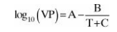 For the Antoine equation in the form with VP in mm Hg and T in °C, the constants for n-pentane are:...