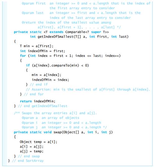 Revise the iterative method selectionSort, as given in Segment 8.6, so that it has first and last as...-3