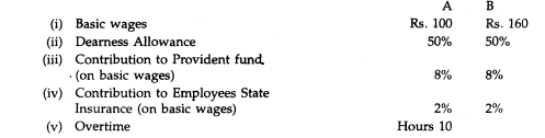 Calculate the earnings of A and B from the following particulars for a month and allocate the labour...-1