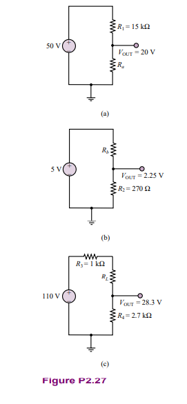 For the circuits of Figure P2.27, determine the resistor values (including the power rating)...