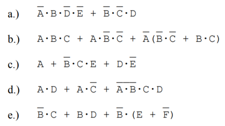 Which of the following boolean expressions are in proper sum-ofproducts form?