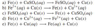 When steel wool [Fe(s)] is placed in a solution of CuSO4(aq), the steel becomes coated with copper...