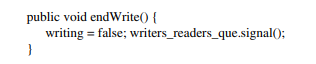 Section 3.5.4.2 showed a semaphore implementation of strategy R>W.2. This strategy allows concurrent...-2