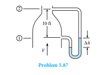 Air with a density of 0.07 lbm/ft3 is fl owing upward in the vertical duct, as shown. Th e velocity...