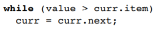 When traversing a linked list by using the reference variable curr, you must be careful not to...-1