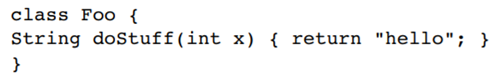 Given the following: which method would not be legal in a subclass of Foo?-1