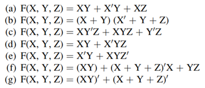 Use Boolean theorems to simplify the following expressions: Simplify the following functions:-2