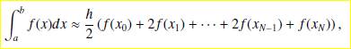 A definite integral can be computed numerically by the trapezoidal approximation where h = b - a N...