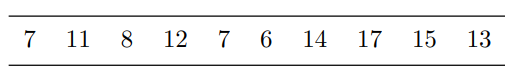 Find the mean, median, and mode for the following sample data on credit hours for which students are...