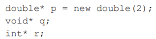 Given the following C++ declarations, which of the following assignments does the compiler complain...-1