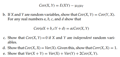 a. If X and Y are random variables with means µX and µY, show that