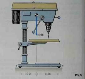 5 (a) Draw the free-body diagram of the 60-lb drill press,... ask 4