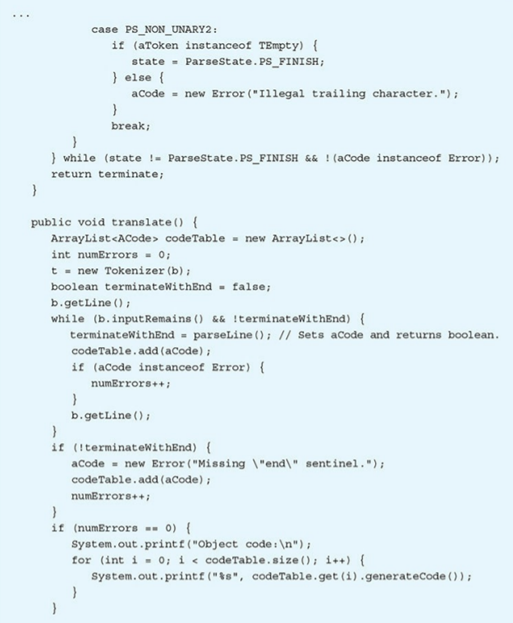 Design a grammar that describes the source language of the translator in Figure 7.47.-3