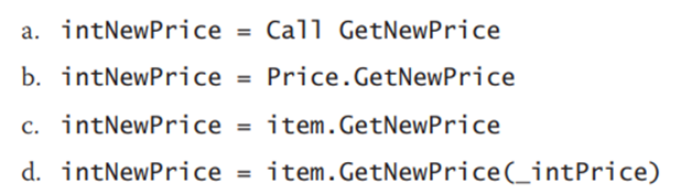 The Product class in Review Question 3 also contains a Public method named GetNewPrice. The method...