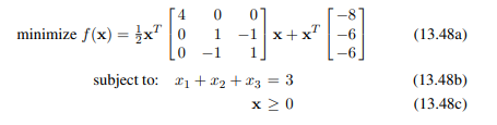 Solve the convex QP problem