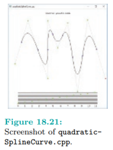 Run quadraticSplineCurve.cpp, which shows the quadratic spline approximation of nine control points...