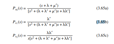 Show that the sum of Eqs. (3.65a–c) is unity in the time domain. Is this result correct? Explain...