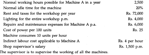 From the following details compute a comprehensive machine hour rate for a particular machine A,...