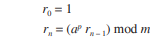 Suppose a pseudorandom number generator of the following form generates the most number of values...-2