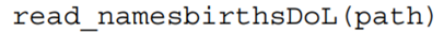 Just like the previous exercise, write a function that reads namesbirths.csv into a DoL. Building on...-1