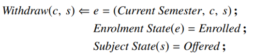 Consider the Withdraw event, which undoes the work of Enrol, provided that the subject has not yet...-1