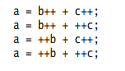 Let b have the value of 5 and c have the value of 8. What is the value of a, b, and c after each...-1