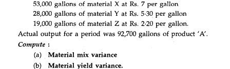 AB Ltd. has established the following standard mix producing 9 gallons of product A: A standard loss...-2