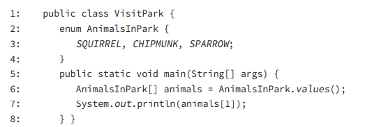 What is the result of the following code? A. CHIPMUNK B. SQUIRREL C. The code compiles, but the...