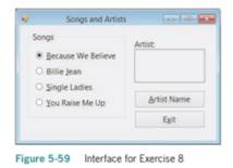 Create an application, using the following names for the solution and project, respectively: Songs...