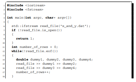 This question uses the data file x_and_y.dat that was written in the previous exercise. The code...-1