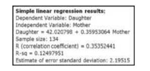 Heights of Mothers and Daughters The heights (in inches) of a sample of 134 mother> daughter pairs...