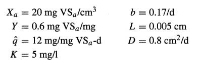 The flux of substrate into a bio film is found to be 0.8 mg/cm 2 -d when the substrate concentration...