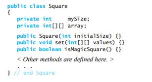 A magic square is a square two-dimensional array of positive integers such that the sum of each row,...-2