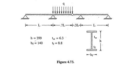 Two overhanging beams are joined together through a simple pin connection as shown in Figure 4.73....