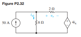 For the circuit shown in Fig. P2.32, find vo and the total power supplied in the circuit.