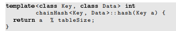 Rework the example in Section 10.4.2. First, use as the definition for the hash function in class...-1