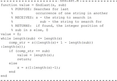 This is a bit complicated exercise on using the debugger. We are given a function findlast(s, sub)...-1