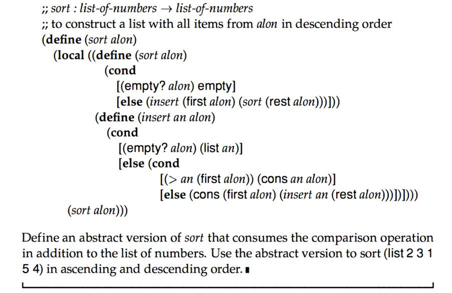 Show how to use the abstracted version of sort from exercise 19.1.6 to sort a list of IRs in...-2