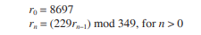 Consider the following linear congruential random number generator: a. Compute the next three random...