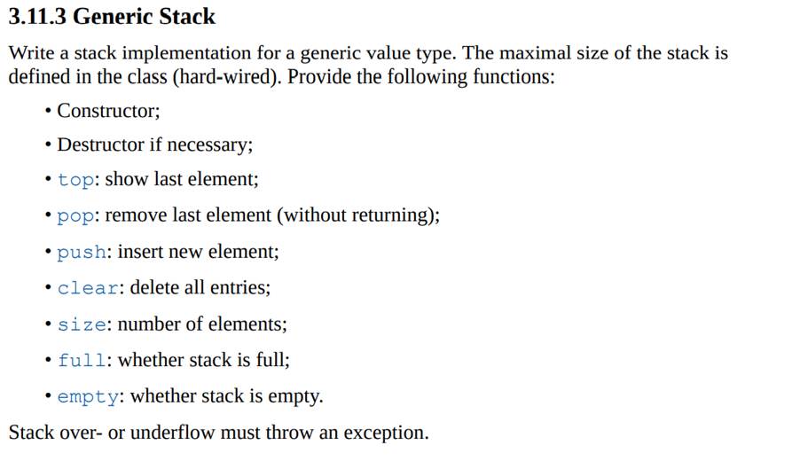 Specialize your stack implementation from Exercise 3.11.3 for bool. Use an unsigned char for 8 bool...