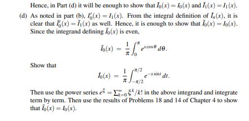 In this problem you will derive some basic properties of the modified Bessel functions of the first...-7