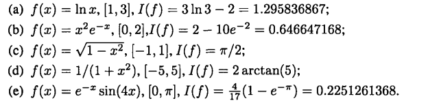 Apply the midpoint rule to each of the following functions, integrated over the indicated interval....