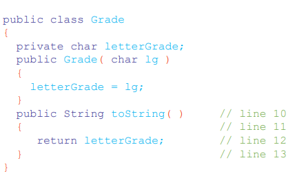 You coded the following definition for the class Grade: When you compile, you get the following...