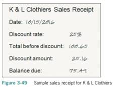 K & L Clothiers wants you to create an application that prints a customer’s sales receipt. A sample...